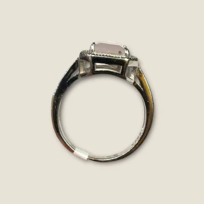 BEAUTIFUL GIRLISH STERLING SILVER RING WITH ZIRCONS AND BABY PINK STONE |SLR913