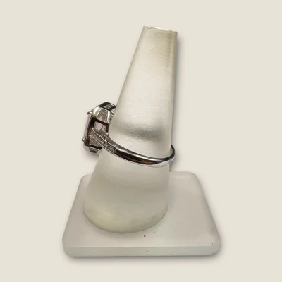 BEAUTIFUL GIRLISH STERLING SILVER RING WITH ZIRCONS AND BABY PINK STONE |SLR913