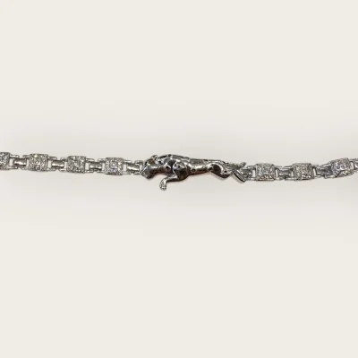 BEAUTIFUL 925 STERLING SILVER BRACELET WITH ZIRCONS AND LOVELY LEOPARD DESIGNE |SB235