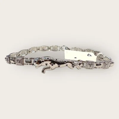 Sterling Silver Leopard Bracelet with Zircons | 925 Silver Jewelry | SB235