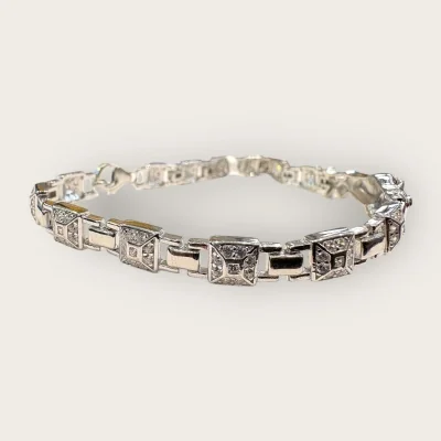 Sterling Silver Leopard Bracelet with Zircons | 925 Silver Jewelry | SB235