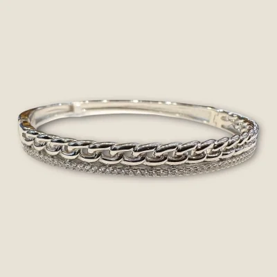 PRETTY STERLING SILVER GIRLISH BRACELET WITH BEAUTIFUL ZIRCONS |SLR274