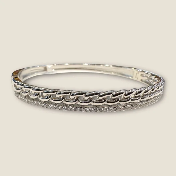 PRETTY STERLING SILVER GIRLISH BRACELET WITH BEAUTIFUL ZIRCONS |SB274