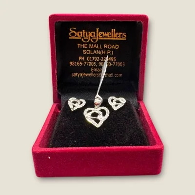 Beautiful Sterling Silver Heart Pendant Set | 925 Silver Necklace SPS82