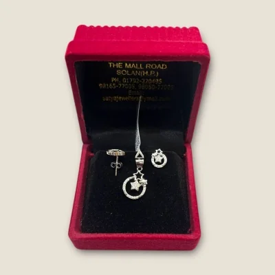 BEAUTIFUL GIRLISH STERLING SILVER PENDANT SET WITH LOVELY STAR SHAPE DESIGNE |SPS88