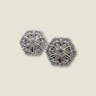 BEAUTIFUL GIRLISH STERLING SILVER EARING WITH LOVELY ZIRCONS|STP383