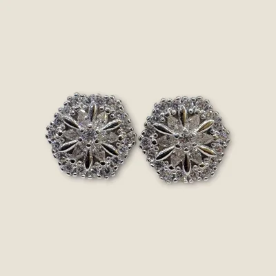 BEAUTIFUL GIRLISH STERLING SILVER EARING WITH LOVELY ZIRCONS|STP383