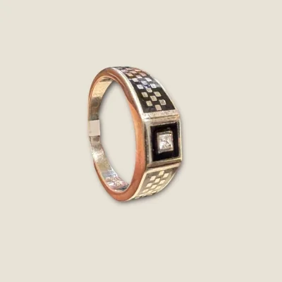 925 STERLING SILVER MEN'S RING WITH BEAUTIFUL BLACK AND WHITE STONES |SGR382 925 STERLING SILVER MEN'S RING WITH BEAUTIFUL BLACK AND WHITE STONES |SGR382