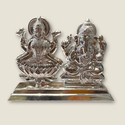 BEAUTIFUL STERLING SILVER STATUE OF MAA LAKSHMI AND LORD GANESHA |SLA126