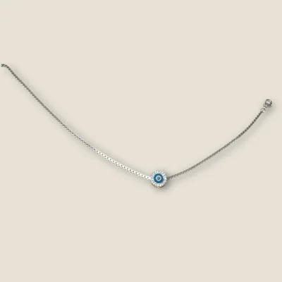 BEAUTIFUL STERLING SILVER GIRLISH ANKLETS WITH EVIL EYE DESIGN |SPY490 BEAUTIFUL STERLING SILVER GIRLISH ANKLETS WITH EVIL EYE DESIGN |SPY490