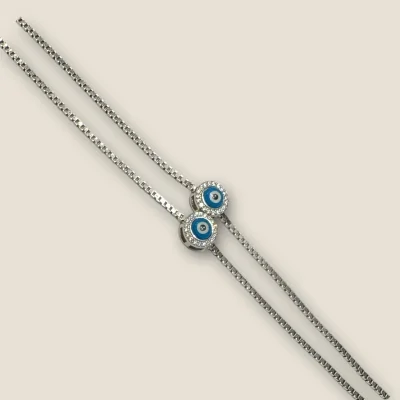 925 Sterling Silver Evil Eye Girlish Anklets | SPY490 - 11.070g Silver 925 Sterling Silver Evil Eye Girlish Anklets | SPY490 - 11.070g Silver