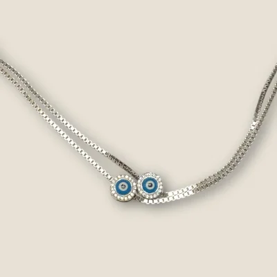 925 Sterling Silver Evil Eye Girlish Anklets | SPY490 - 11.070g Silver 925 Sterling Silver Evil Eye Girlish Anklets | SPY490 - 11.070g Silver