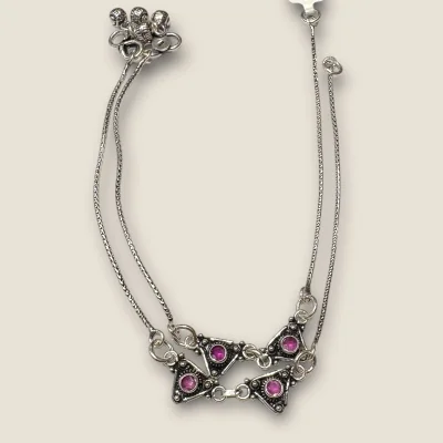 BEAUTIFUL STERLING SILVER GIRLISH ANKLETS WITH PURPLE STONES |SPY527 BEAUTIFUL STERLING SILVER GIRLISH ANKLETS WITH PURPLE STONES |SPY527