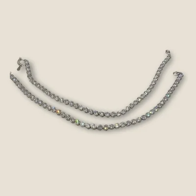 LOVELY STERLING SILVER ANKLETS WITH LOVELY WHITE STONES |SPY532