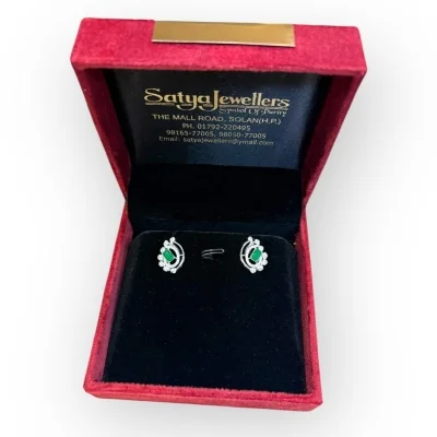 925 Sterling Silver Green Stone Pendant Set | SPS62 - 10.810g Silver 925 Sterling Silver Green Stone Pendant Set | SPS62 - 10.810g Silver