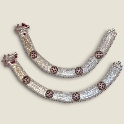 CHARM IN EVERY STEP STYLISH BRIDAL SILVER ANKLETS | SPY660