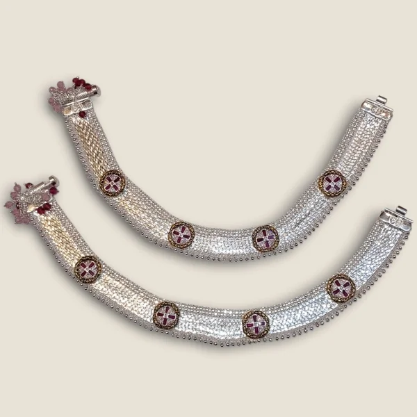 CHARM IN EVERY STEP STYLISH BRIDAL SILVER ANKLETS | SPY660