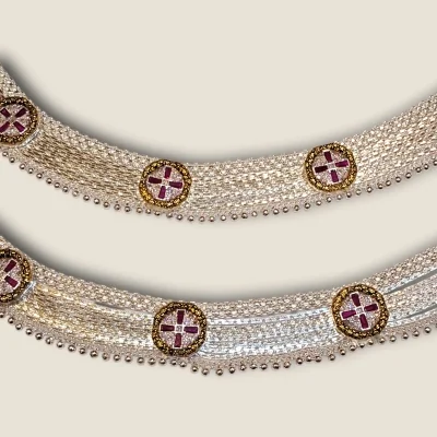 CHARM IN EVERY STEP STYLISH BRIDAL SILVER ANKLETS | SPY660