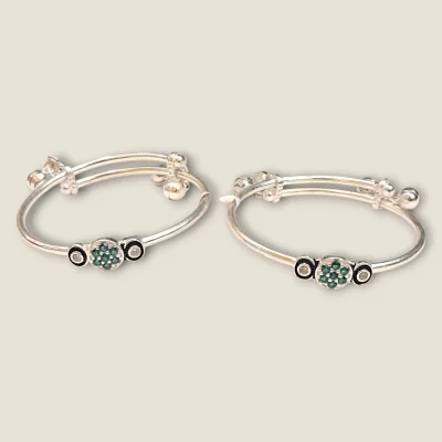 EVERY JINGLE IS BLESSING WITH BEAUTIFUL SILVER BABY KARA PAIR | SK495