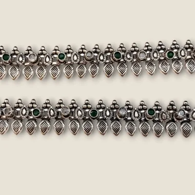 START FROM THE FEETS WITH BEAUTIFUL SILVER OXIDISE ANKLETS | SPY779