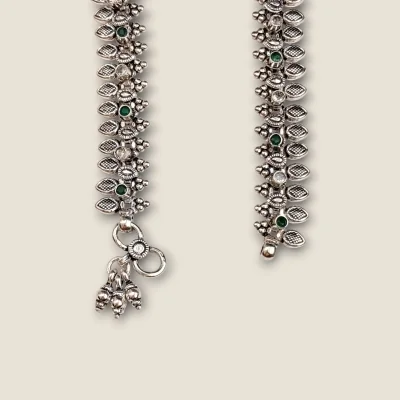 START FROM THE FEETS WITH BEAUTIFUL SILVER OXIDISE ANKLETS | SPY779