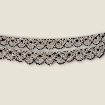 BEAUTIFUL TRENDY SILVER GIRLISH ANKLETS WITH BLACK STONES | SPY614