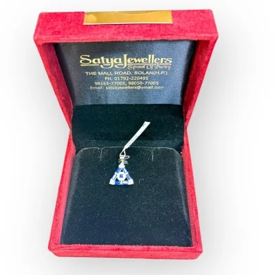 Elegant Sterling Silver Triangle Pendant with Blue Stones | SPS37