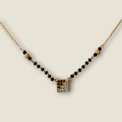 BEAUTIFUL SQUARE SHAPE GOLD MANGALSUTAR WITH ZIRCON | MSS421