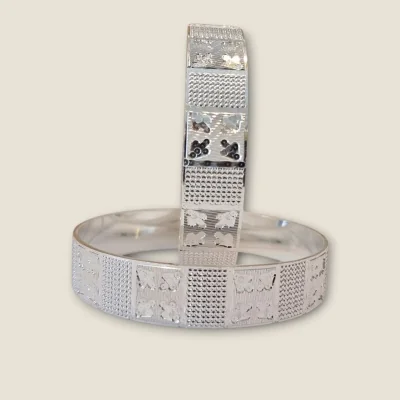 LOVELY BRIGHT BOLD MINIMAL DESIGNED SILVER KARA PAIR | SK556