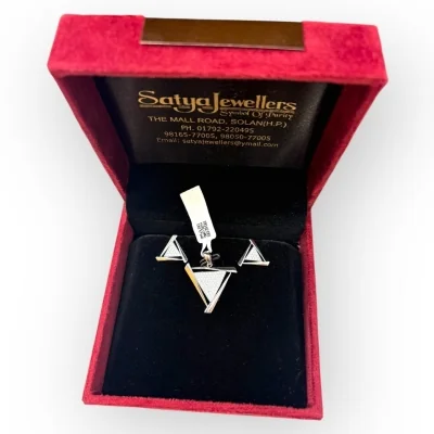 925 Sterling Silver Triangle Pendant Set | SPS53 - 5.42g Silver Jewelry