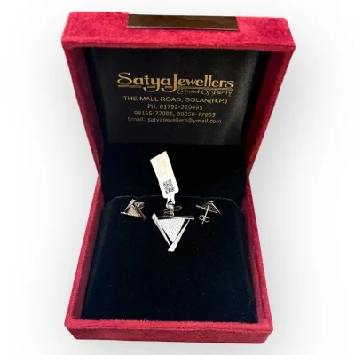 925 Sterling Silver Triangle Pendant Set | SPS53 - 5.42g Silver Jewelry