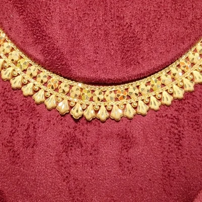 BEAUTIFUL 916 HUID HALLMARK GOLD NECKLACE WITH EARINGS | ST1050 BEAUTIFUL 916 HUID HALLMARK GOLD NECKLACE WITH EARINGS | ST1050