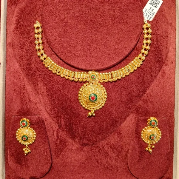 BEAUTIFUL 916 HUID HALLMARK GOLD NECKLACE WITH EARINGS | ST947