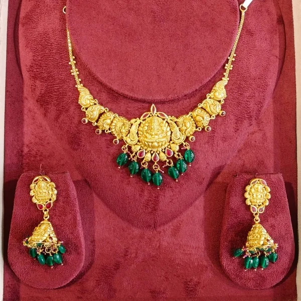 BEAUTIFUL 916 HUID HALLMARK GOLD NECKLACE WITH EARINGS | ZST45