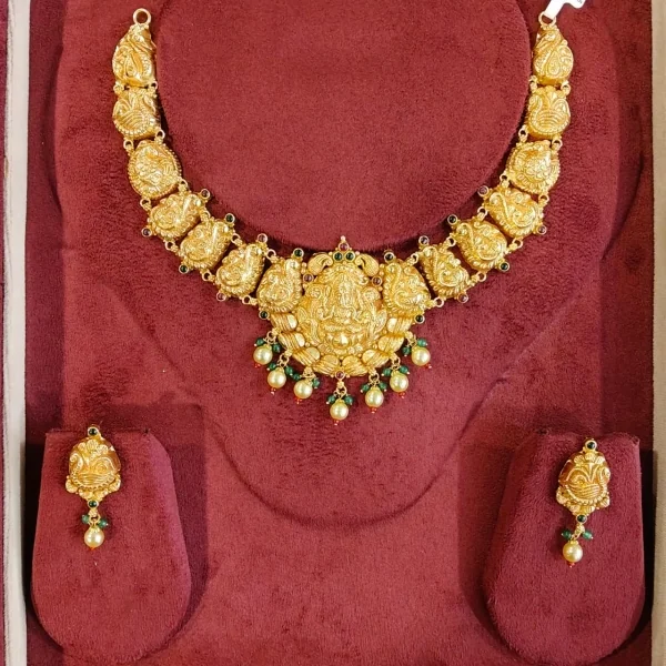BEAUTIFUL 916 HUID HALLMARK GOLD NECKLACE WITH EARINGS | ZST86