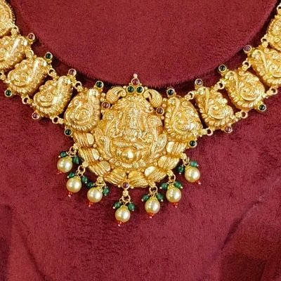 BEAUTIFUL 916 HUID HALLMARK GOLD NECKLACE WITH EARINGS | ZST86