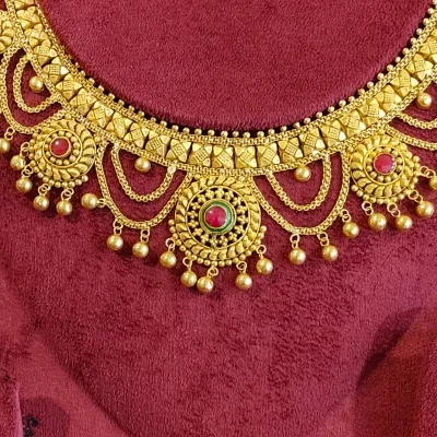 BEAUTIFUL 916 HUID HALLMARK GOLD NECKLACE WITH EARINGS | ST1126 BEAUTIFUL 916 HUID HALLMARK GOLD NECKLACE WITH EARINGS | ST1126