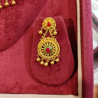 BEAUTIFUL 916 HUID HALLMARK GOLD NECKLACE WITH EARINGS | ST1126 BEAUTIFUL 916 HUID HALLMARK GOLD NECKLACE WITH EARINGS | ST1126