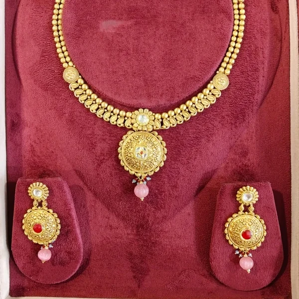 BEAUTIFUL 916 HUID HALLMARK GOLD NECKLACE WITH EARINGS | ST693