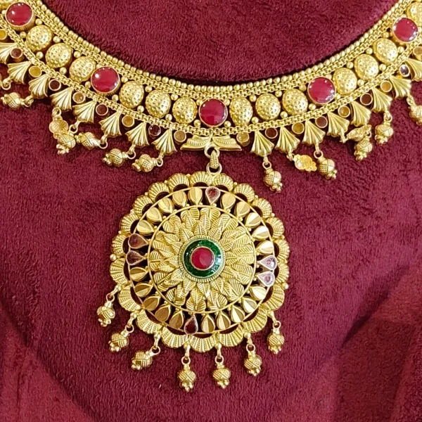 BEAUTIFUL 916 HUID HALLMARK GOLD NECKLACE WITH EARINGS | ST1049
