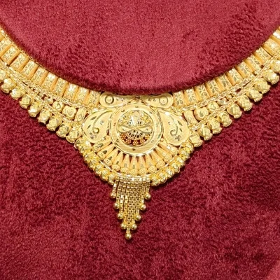 BEAUTIFUL 916 HUID HALLMARK GOLD NECKLACE WITH EARINGS IN YELLOW GOLD | ST1195 BEAUTIFUL 916 HUID HALLMARK GOLD NECKLACE WITH EARINGS IN YELLOW GOLD | ST1195
