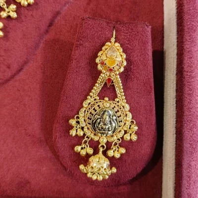 BEAUTIFUL 916 HUID HALLMARK GOLD NECKLACE WITH EARINGS IN TEMPLE ART | ST76 BEAUTIFUL 916 HUID HALLMARK GOLD NECKLACE WITH EARINGS IN TEMPLE ART | ST76