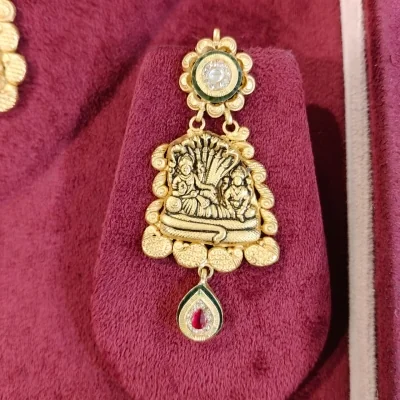 BEAUTIFUL 916 HUID HALLMARK GOLD NECKLACE WITH EARINGS IN TEMPLE ART | ST614 BEAUTIFUL 916 HUID HALLMARK GOLD NECKLACE WITH EARINGS IN TEMPLE ART | ST614