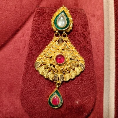 BEAUTIFUL 916 HUID HALLMARK ANTIQUE GOLD NECKLACE WITH EARINGS | ST453 BEAUTIFUL 916 HUID HALLMARK ANTIQUE GOLD NECKLACE WITH EARINGS | ST453