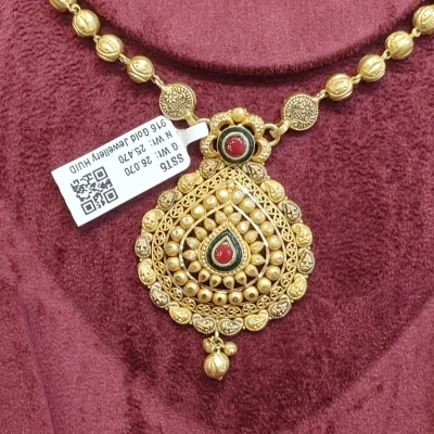 BEAUTIFUL 916 HUID HALLMARK ANTIQUE GOLD NECKLACE WITH EARINGS | SST5 BEAUTIFUL 916 HUID HALLMARK ANTIQUE GOLD NECKLACE WITH EARINGS | SST5