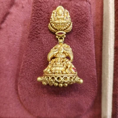 BEAUTIFUL 916 HUID HALLMARK GOLD NECKLACE WITH EARINGS IN TELMPLE ART | ST520 BEAUTIFUL 916 HUID HALLMARK GOLD NECKLACE WITH EARINGS IN TELMPLE ART | ST520