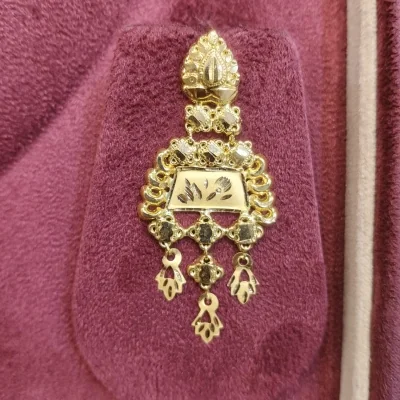 BEAUTIFUL 916 HUID HALLMARK GOLD NECKLACE WITH EARINGS & LOVELY DESIGN IN YELLOW GOLD | ST1027