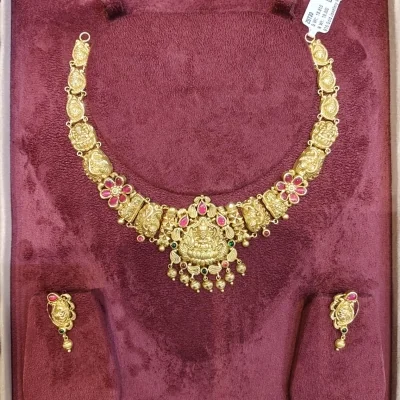 BEAUTIFUL 22CT 916 HUID HALLMARK GOLD NECKLACE WITH EARINGS IN AMAZING TEMPLE ART | ZST33 BEAUTIFUL 22CT 916 HUID HALLMARK GOLD NECKLACE WITH EARINGS IN AMAZING TEMPLE ART | ZST33