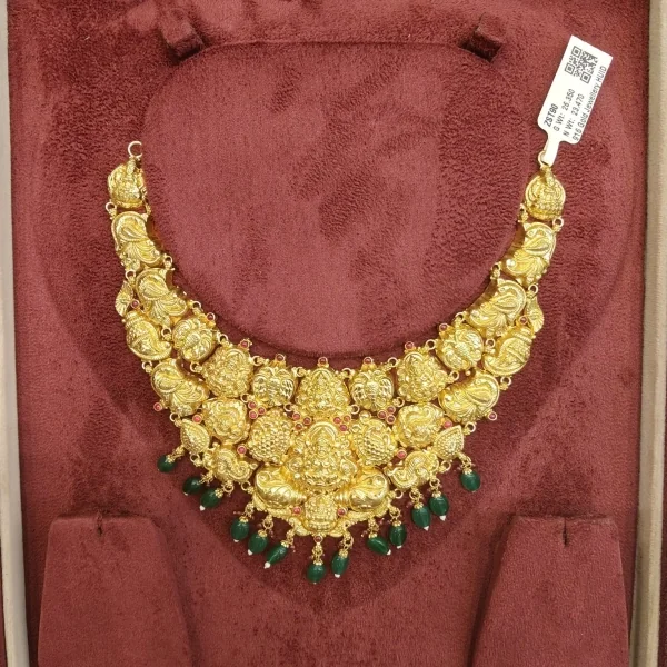 BEAUTIFUL 22CT 916 HUID HALLMARK GOLD NACKLACE WITH LOVELY GREEN STON | ZST90