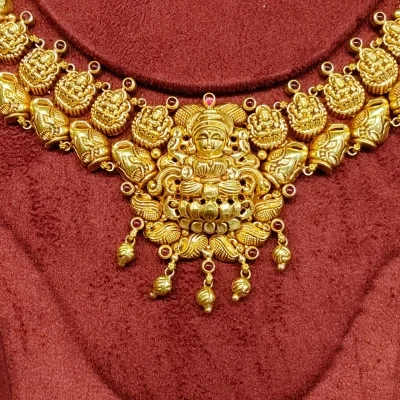 BEAUTIFUL 22CT 916 HUID HALLMARK GOLD NECKLACE WITH EARINGS IN TEMPLE ART | ST520 BEAUTIFUL 22CT 916 HUID HALLMARK GOLD NECKLACE WITH EARINGS IN TEMPLE ART | ST520